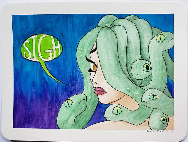 Medusa, 2019, Watercolor