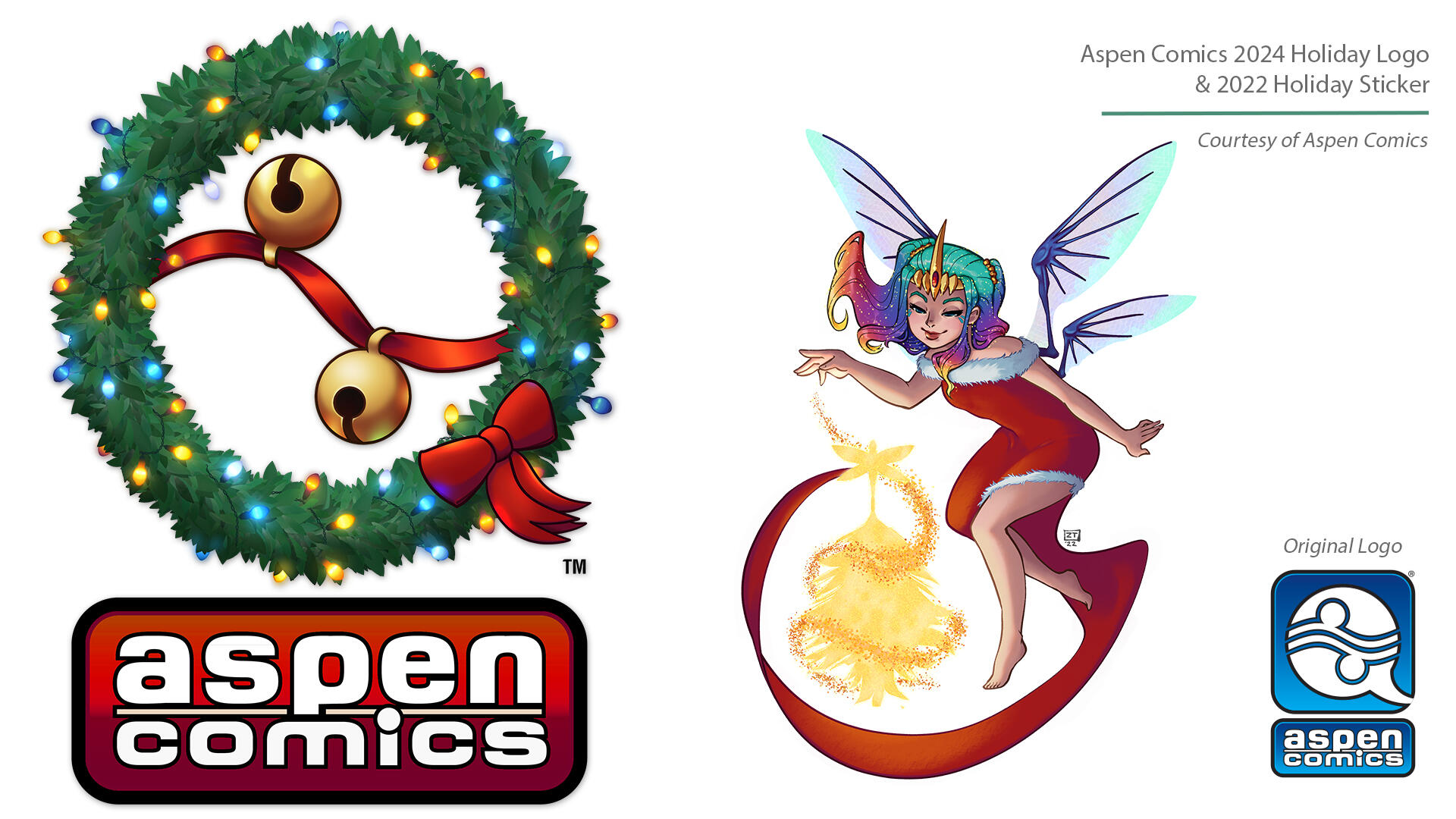 Holiday Wreath Logo A redesign of the Aspen Comics Logo for the 2024 Holiday Season, used throughout all socials &amp; e-newsletters.