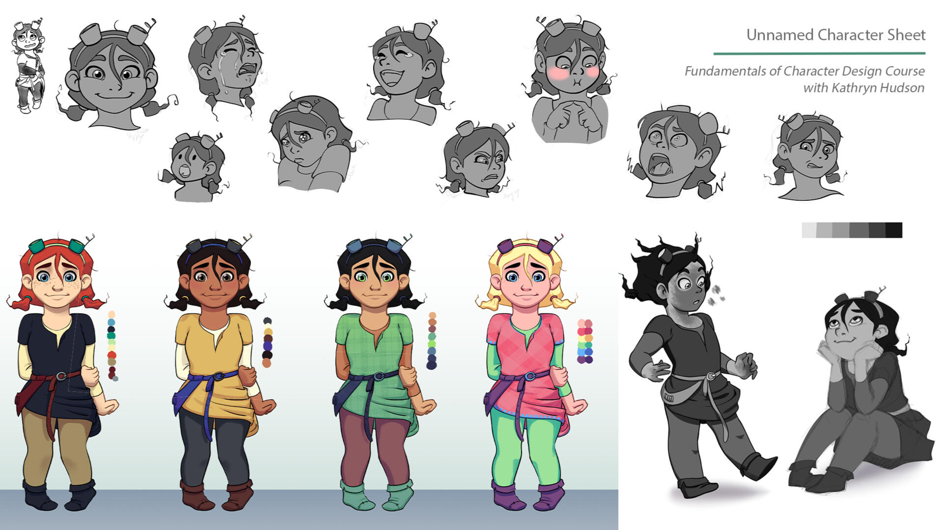 Unnamed Character Sheet: Final project assignment for Fundamentals of Character Design for Animation with Kathryn Hudson.